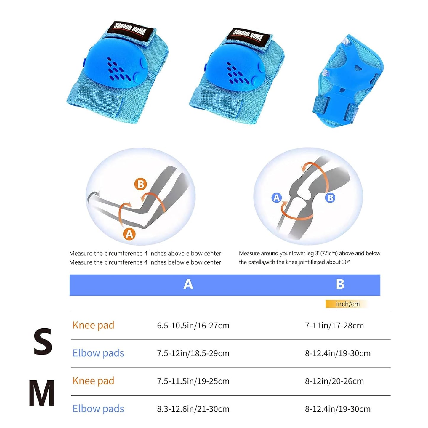 Youth/Kids Knee Pads Elbow Pads Wrist Guards Protective Gear Set for 3-15 Years Child Roller Skates, Skateboard, Cycling, Inline Skating, BMX Bike, Balance Bike, Scooter Riding and Other Outdoor Sports