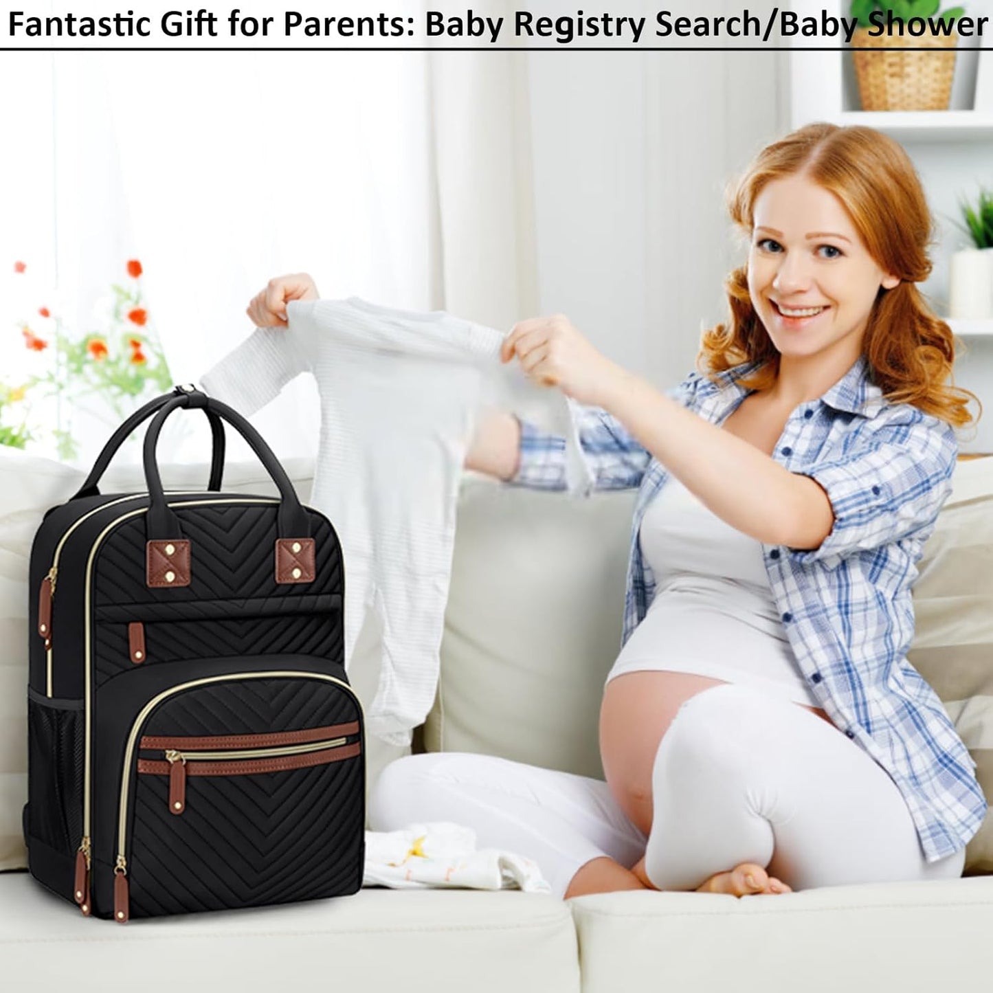 Diaper Bag Backpack for Women with Changing Pad, Baby Bag with Insulated Pockets Multifunctional Diaper Bags For Baby Girl Boy Waterproof Baby Bags For Boys Girls Maternity Bag Black