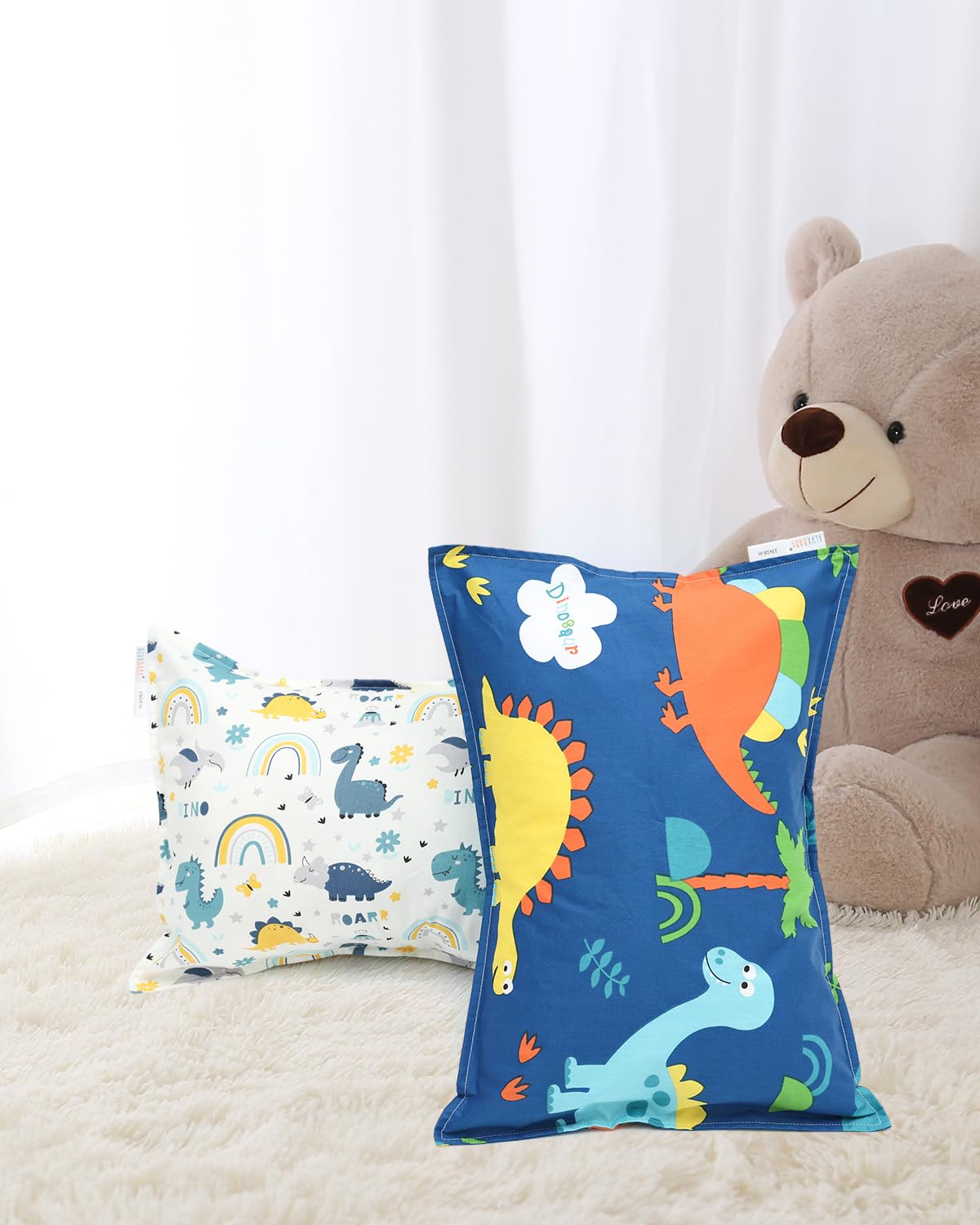 ALVABABY Toddler Pillowcases 2 Pack Organic Cotton Kids Pillow Cover Fit 13"x 18" or 12"x16" Envelope for Girl Boy Sleepy Travel