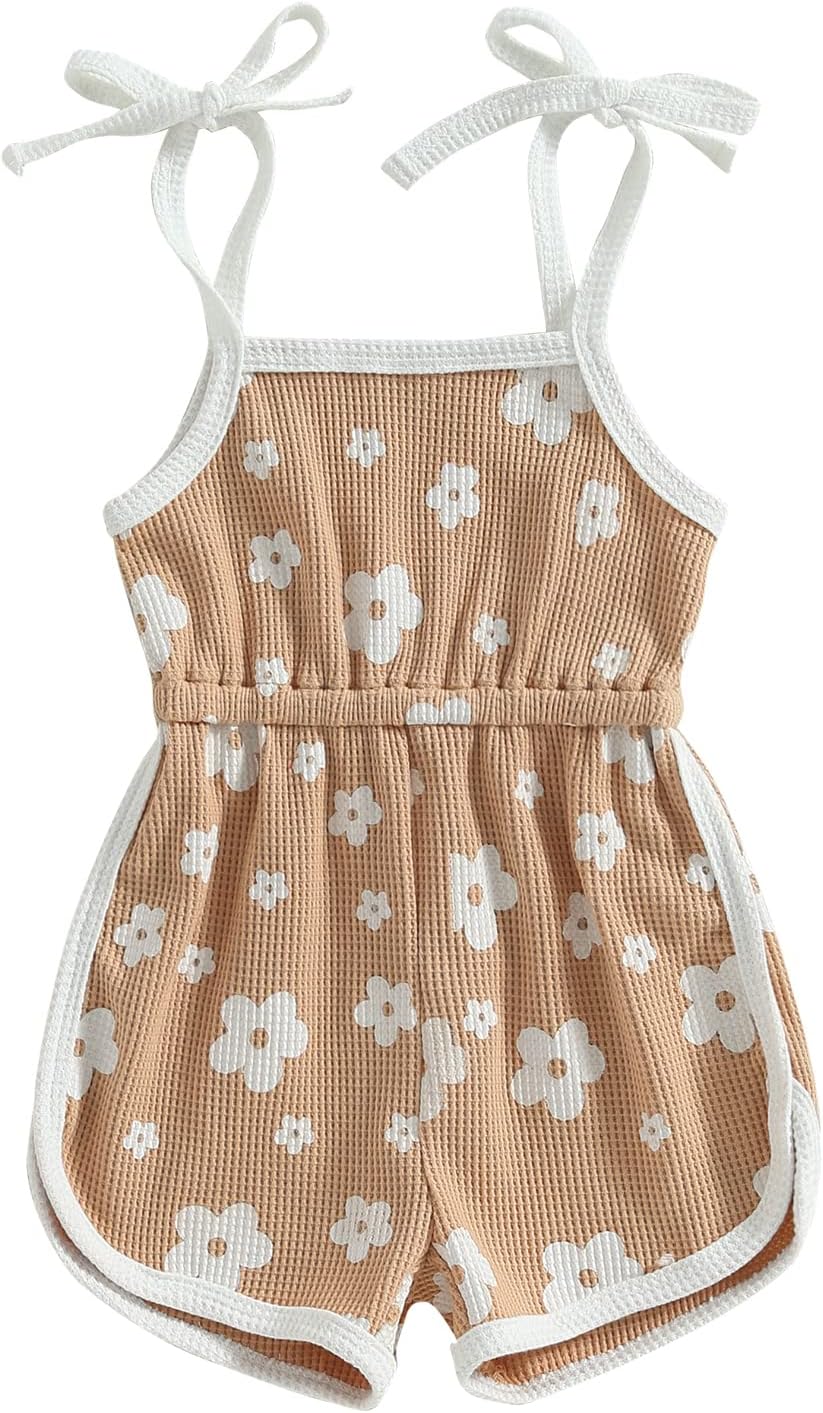 WZTYYDS Toddler Baby Girl Summer Clothes Floral Romper Tie-Up Strap Halter Jumpsuit Infant Summer Sling Playsuit 6M-3T