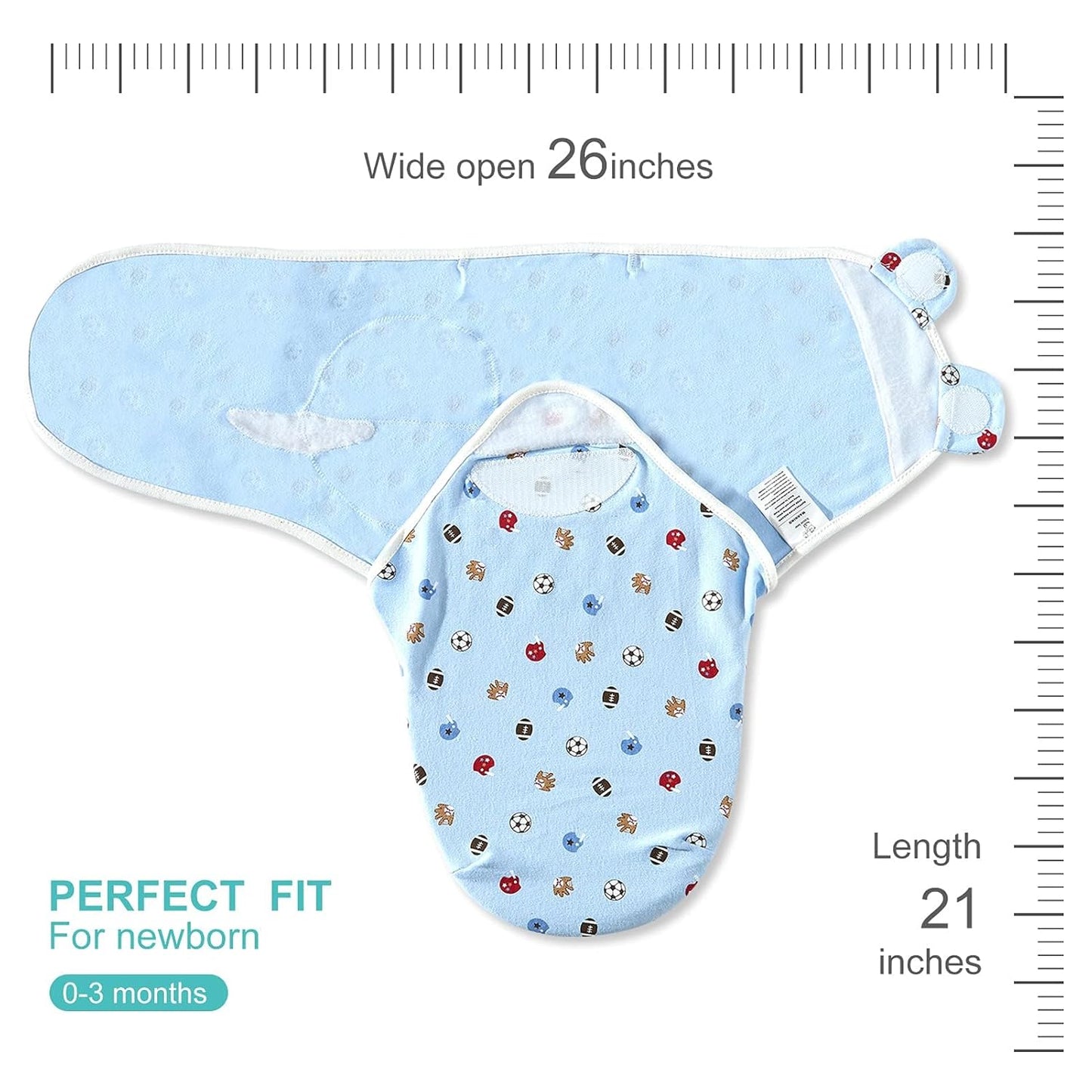 3 Pack Baby Swaddle 0-3 Months - Infant Adjustable Newborn Swaddles Blanket Baby Girl Boy, Swaddling Wrap Blanket Sleep Sack for Newborn-Blue
