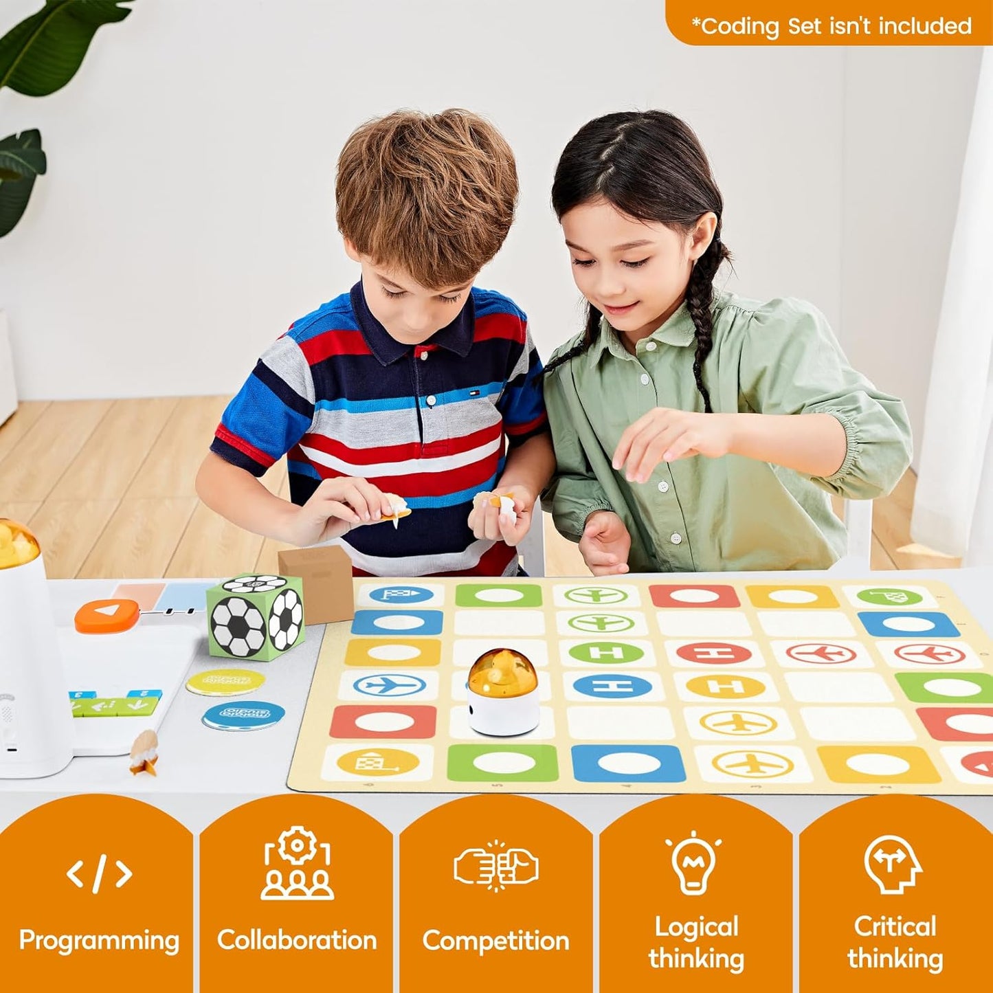 Game Box with 5 Programming Board Games for Coding Set & Pro Set, Education Add-on with Rich Learning Materials for Kids Aged 4-10