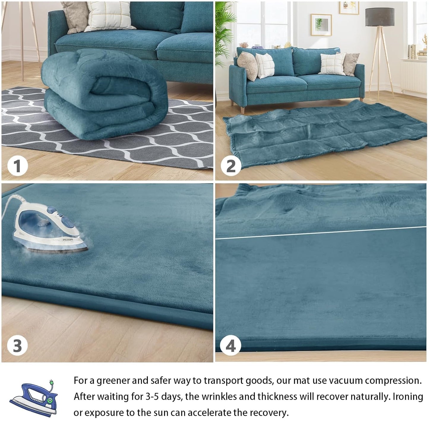 Baby Play Mat for Floor Tummy Time Mat Nursery Rug Muscle Mat Area Rug Playroom Rug Tatami Mat 6'7"x4'11" Memory Foam 1.3" Thick Crawling Mat For Babies,Toddlers, Infants, Kids,Floor Mat(Green)