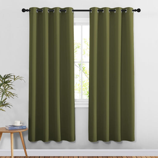 NICETOWN Olive Room Darkening Doorway Curtains 78 inches Long, Grommet Light Blocking Window Treatments Sound Reducing Privacy Drapes for Living Room/Bedroom, 2 Panels, W52 x L78