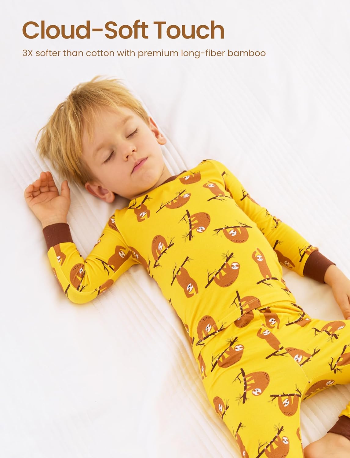 PATPAT Bamboo Viscose Pajama Set for Toddlers with Improved Tensile Strength, Snug Fit Pjs Sleeper for Baby Boys Girls Kids