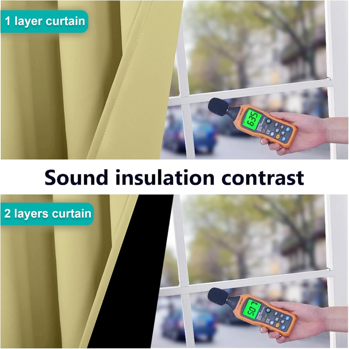 NICETOWN 100% Blackout Curtains with Black Liners, Solid Thermal Insulated Full Blackout 2-Layer Lined Drapes, Energy Efficiency Window Draperies for Bedroom (2 Panels, 46" W by 54" L, Paler Yellow)