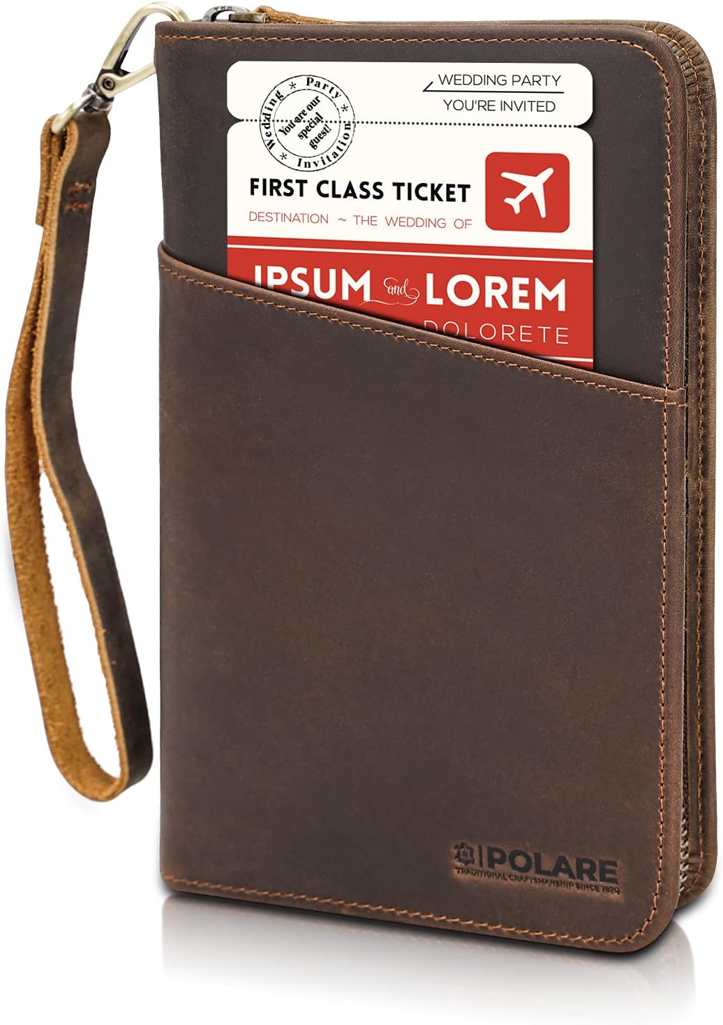 Polare Full Grain Leather Passport Holder Cover Case for Men and Women RFID Blocking Family Travel Wallet Holds 6 Passports