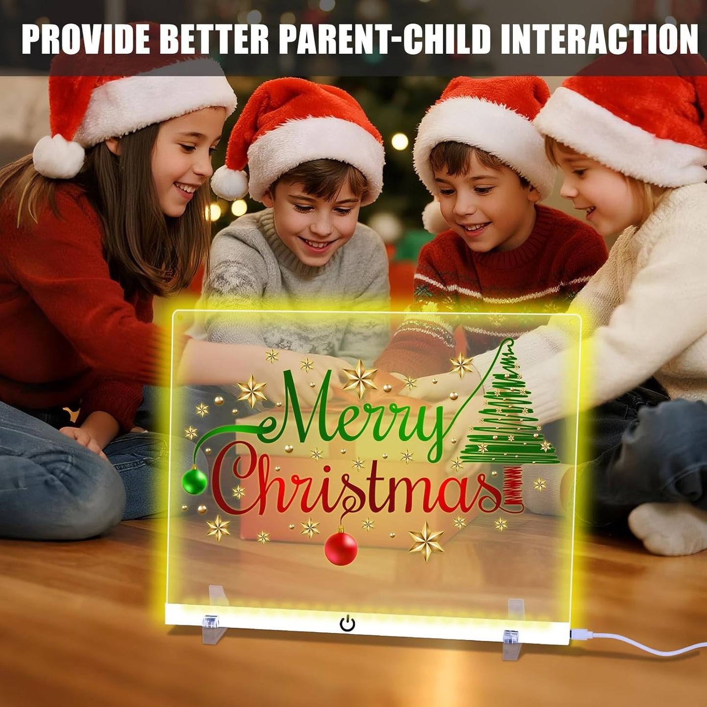 Acrylic Dry Erase Board with LED Light -11.8"x8.5" Clear Glowing Memo,Brightness Level Adjustment,12 Color Markers, Ideal for Office/Home/Kids (Standard Edition+Battery Power Supply Box)