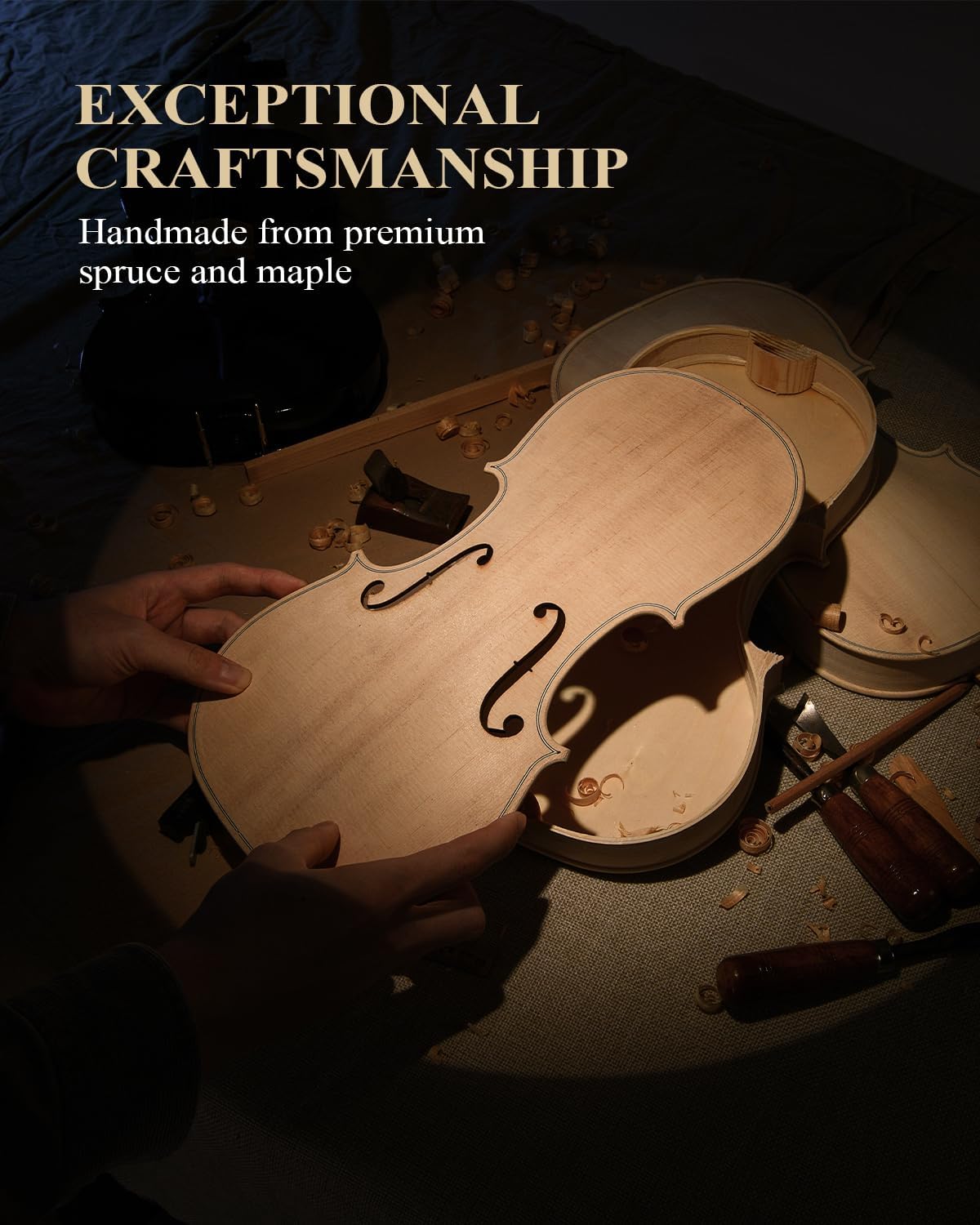 Eastar 4/4 Violin Set Full Size Fiddle Solidwood for Adults with Hard Case, Shoulder Rest, Rosin, Two Bows, Clip-on Tuner and Extra Strings, Black