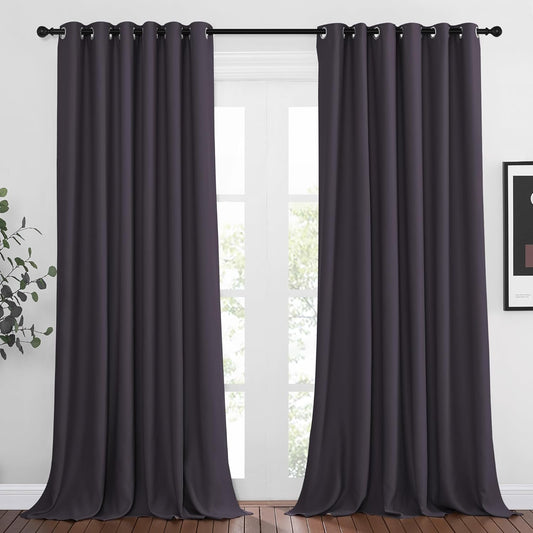 NICETOWN Living Room Window Curtain Drapes Extra Long & Wide - Living Room Panels Grommet Top Window Treatment for Hall & Guest Room (W80 x L108, Greyish Purple, 2 Pieces)