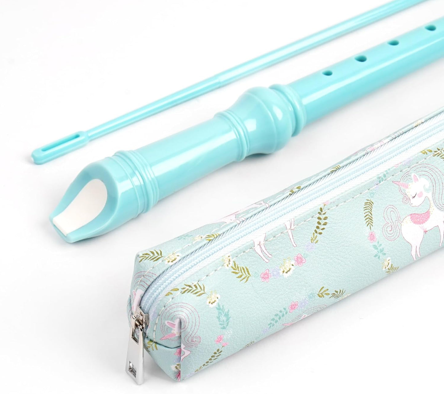 Recorder Instrument for Beginner Adults,8-Hole Soprano Descant Recorder Music Flute with Cleaning Rod & Case Bag For Home Entertainment(2-Green Unicorn2)