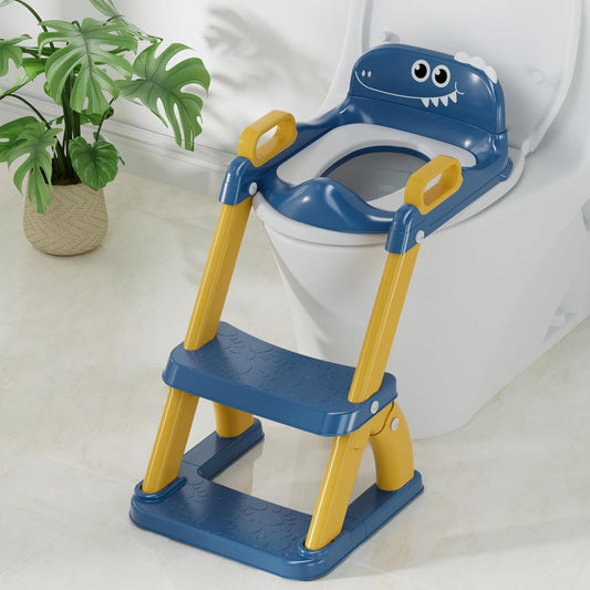 Potty Training Seat, Toddler Toilet Seat for Kids Boys Girls, 2 in 1 Potty Training Toilet for Kids, Splash Guard Anti-Slip Pad Step Stool, Adjust High Potty Chair for Toddler Kid Boys Girls