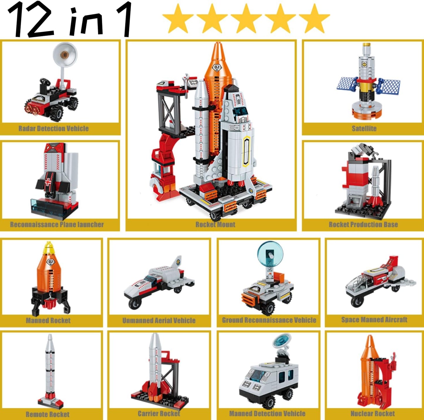Space Rocket Stem Project Toy for Boy Age 7 8 9 10 11 12 13 Building Block for Kid Age 8-12 Science Kits for Kids Age 8-14 Christmas Birthday Gift for Boys Girls 7-13
