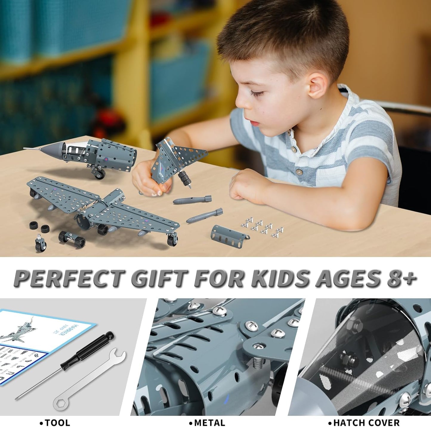 Lucky Doug STEM Building Projects Model Airplane Jet Set - Building Toys for Kids Ages 8-12, Assembly Science Kit for Boys 8 9 10 11 12 Years Old