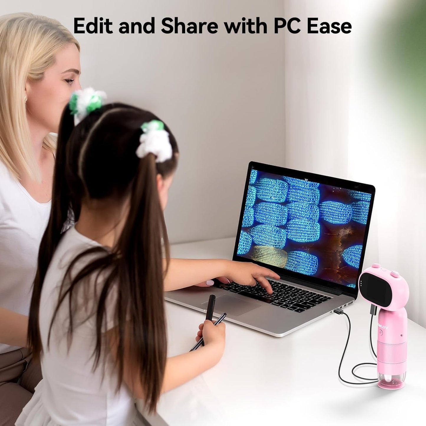 TOMLOV P30 Microscope for Kids, Portable 1000X 2'' LCD Digital Microscope for Slides, HD Camera & Video, Pocket Magnifying Glass with Light, Handheld Magnifier for Home Science Education, Mini Scope