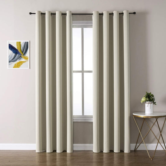 ChrisDowa Grommet Room Darkening Curtains for Bedroom and Living Room - 2 Panels Set Thermal Insulated Blackout Curtains (Beige, 52 x 95 Inch)