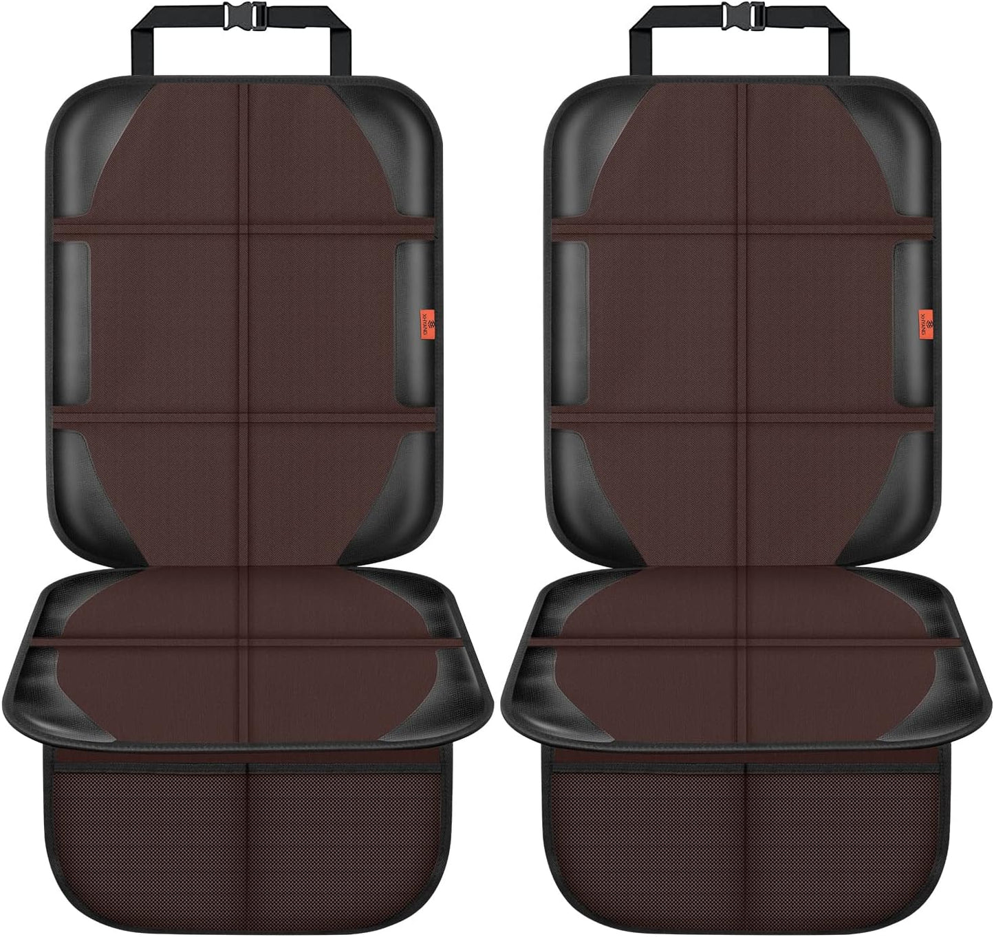 Car Seat Protector,2 Pack Automotive Seat Protectors Baby Carseat Pad Waterproof & Durable 600D Fabric for Child Baby Car Seat Mat Vehicle Pet Cover 2 Storage Pockets (Brown)