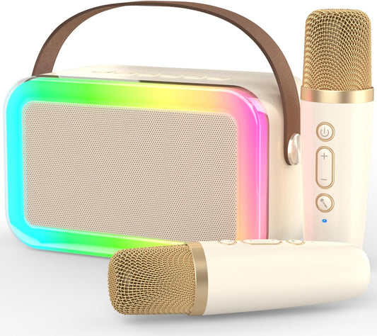 Karaoke Machine Microphone,Fun Toys Christmas Birthday Gifts for Adult Women Men Girls Kids Toddler Boys,Portable Bluetooth Speaker with 2 Wireless Microphone for Home Party Birthday