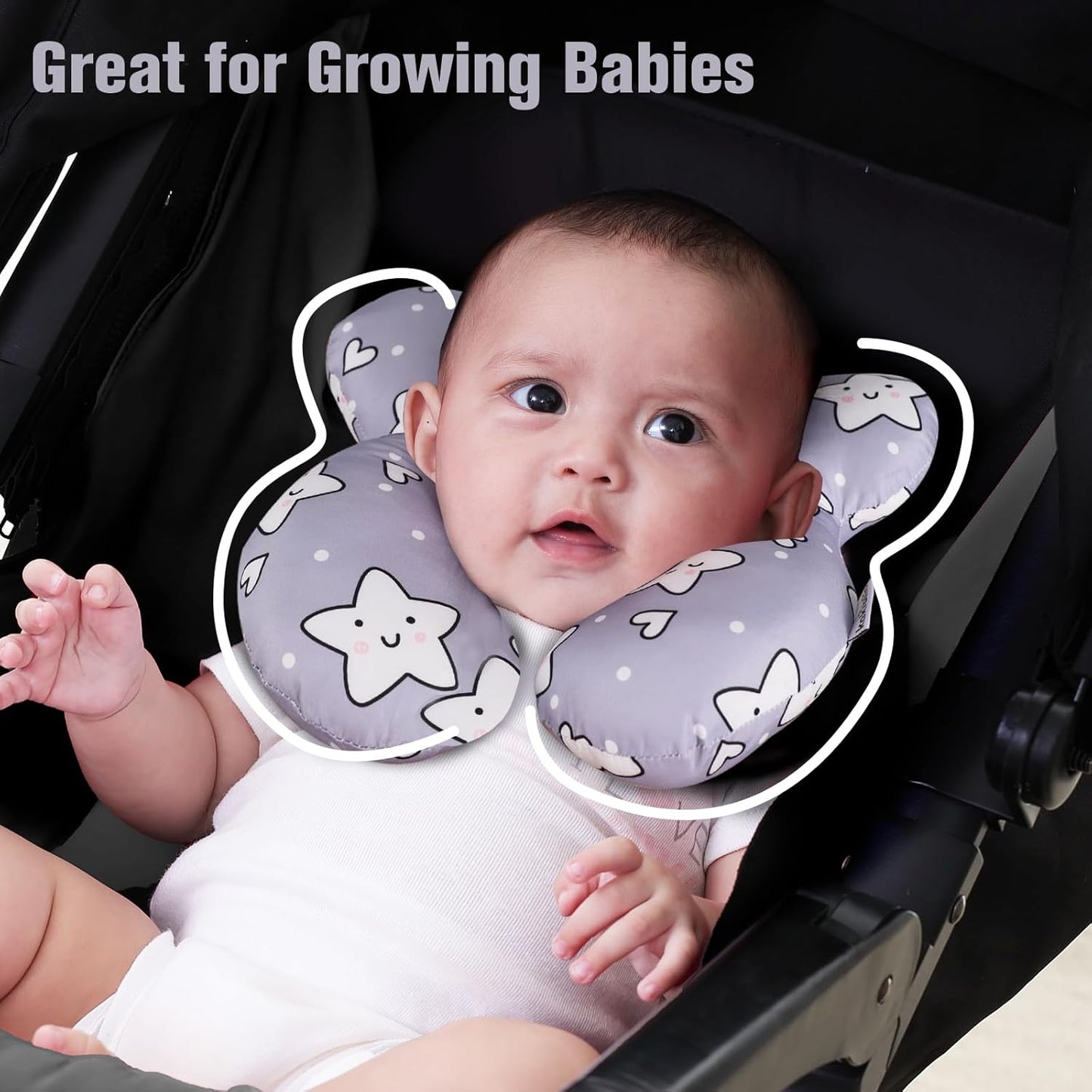 KAKIBLIN Baby Neck Pillow,Upgraded Baby Support Pillow, Head Pillow,Travel Pillow for Car Seat,Pushchair,Travel (Star)