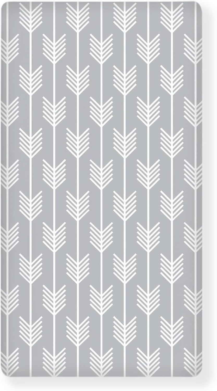 White Arrow Fitted Crib Sheet Grey Baby Crib Sheet Fit Standard Crib and Toddler Mattress,Crib Mattress Sheets for Boys Girls 28"x52"