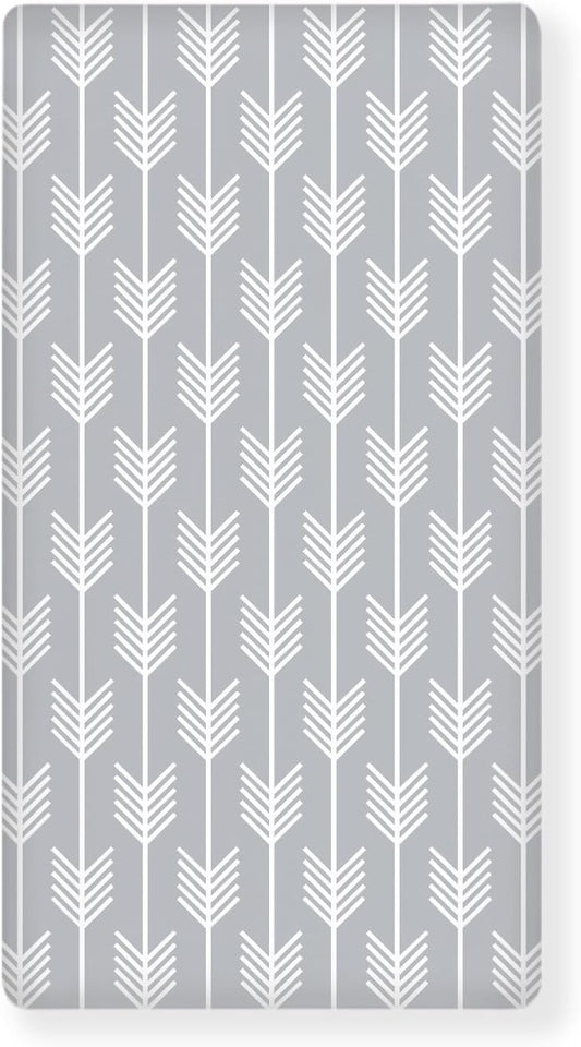 White Arrow Fitted Crib Sheet Grey Baby Crib Sheet Fit Standard Crib and Toddler Mattress,Crib Mattress Sheets for Boys Girls 28"x52"