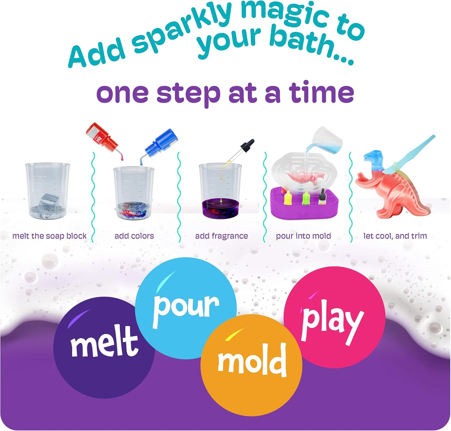 Dan&Darci Dino Soap Making Kit for Kids, Dinosaur Science Toys Kits, Gifts for Kid All Ages, DIY Activities Craft - Art Crafts Gift Set for Boys and Girls Age 3 4 5 6 7 8 12 Year Old Boy