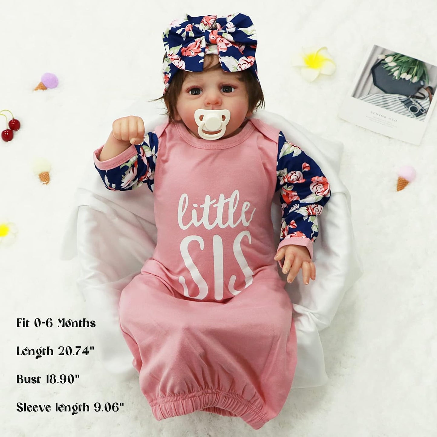 AMAWMW Newborn Baby Girl Little Sister Sleeper Gown Stripe Long Sleeve Nightgown Pajamas Gifts Stuff Essential Outfit
