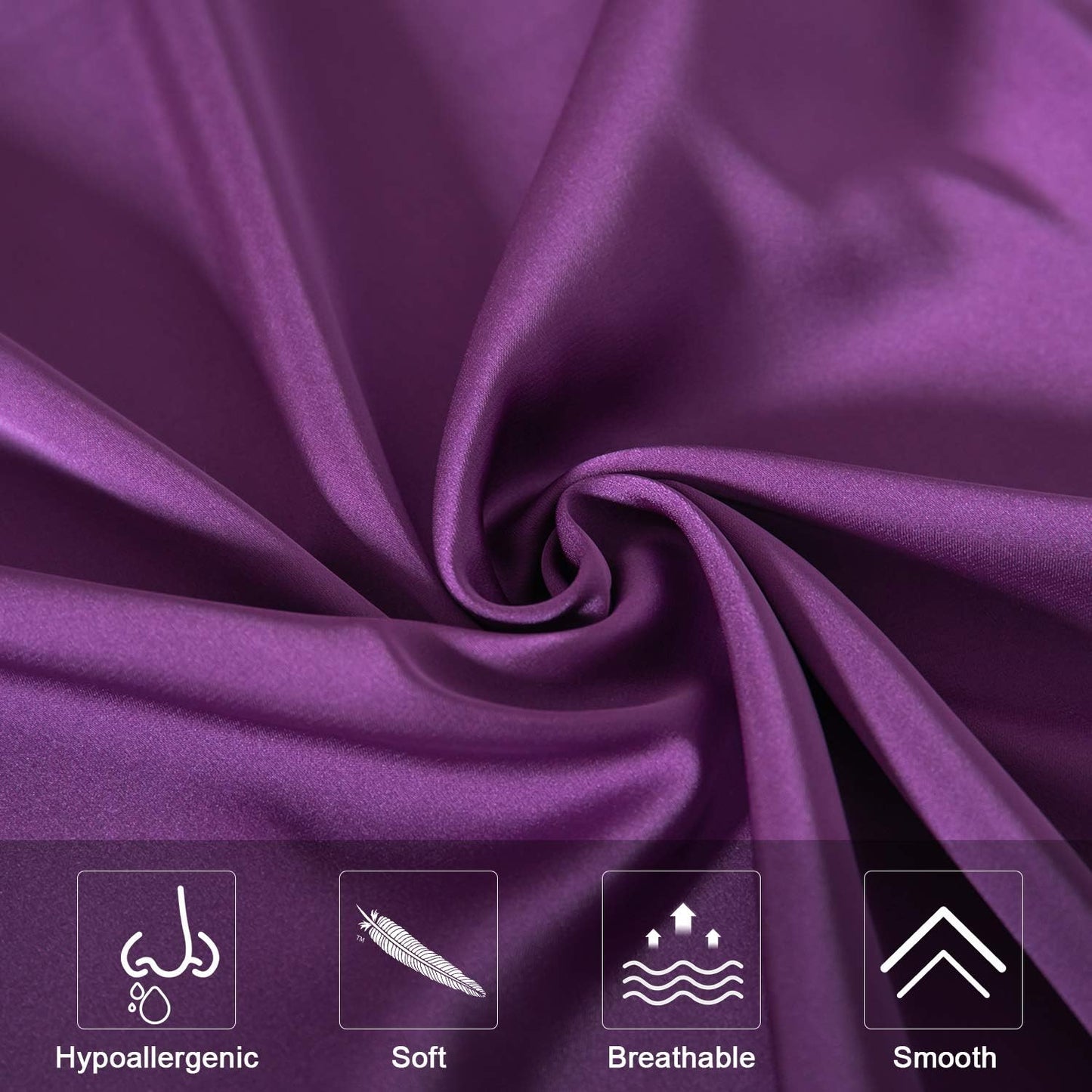 Mulberry Silk Pillowcase for Hair and Skin,King Size Cooling Silk Pillow Case with Hidden Zipper,Allergen Proof Dual Sides Soft Breathable Smooth Silk Pillow Cover for Women(King,Purple)