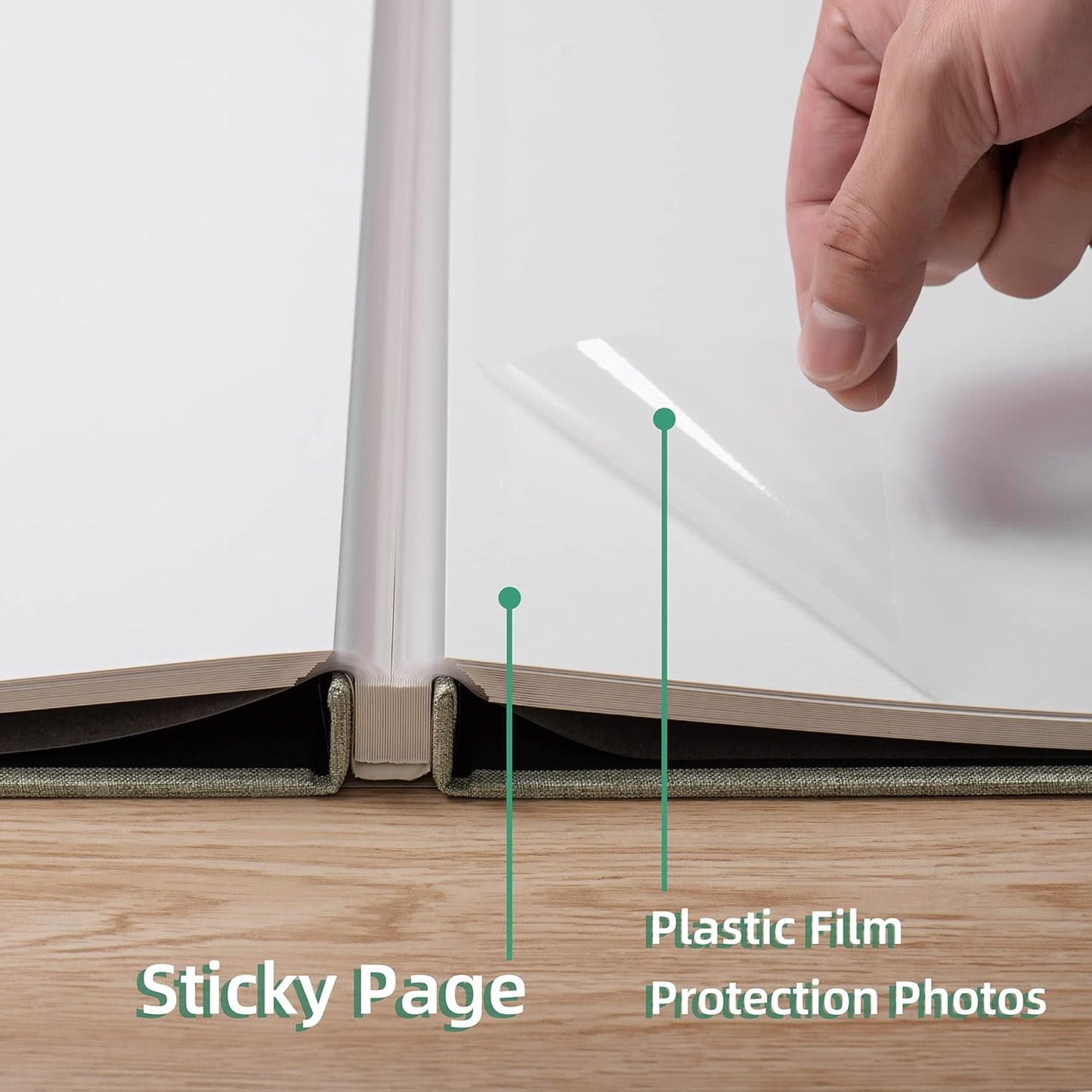 Large Photo Album Self Adhesive Scrapbook Album for 4×6 8×10 Pictures DIY Magnetic Linen Cover Album 40 Pages for Family Wedding Gifts with Metal Pen and Plastic Board