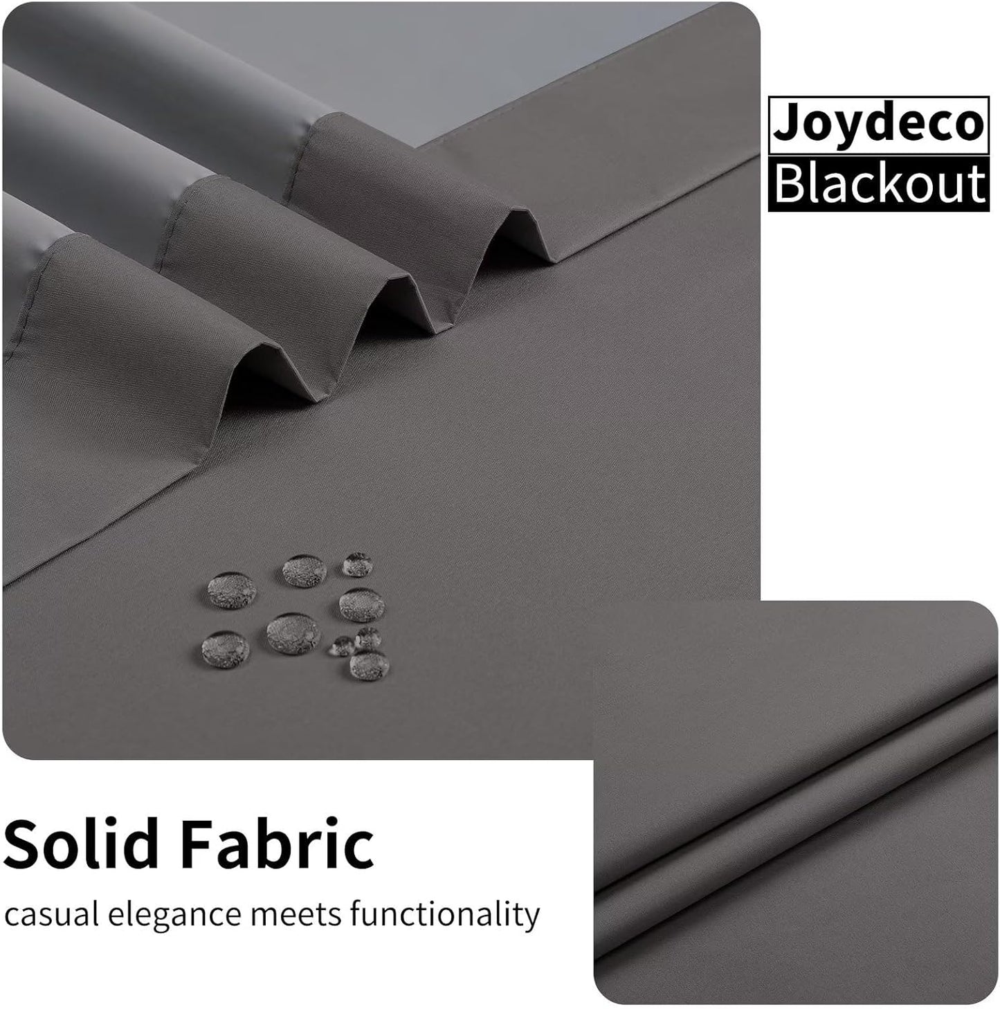 Joydeco Dark Grey Blackout Curtains 96 Inches Long for Bedroom, Room Darkening Black Curtains 96 Inches Long 2 Panels Set, Grommet Thermal Insulated 96 Inch Black Out Drapes 2 Panels for Bedroom