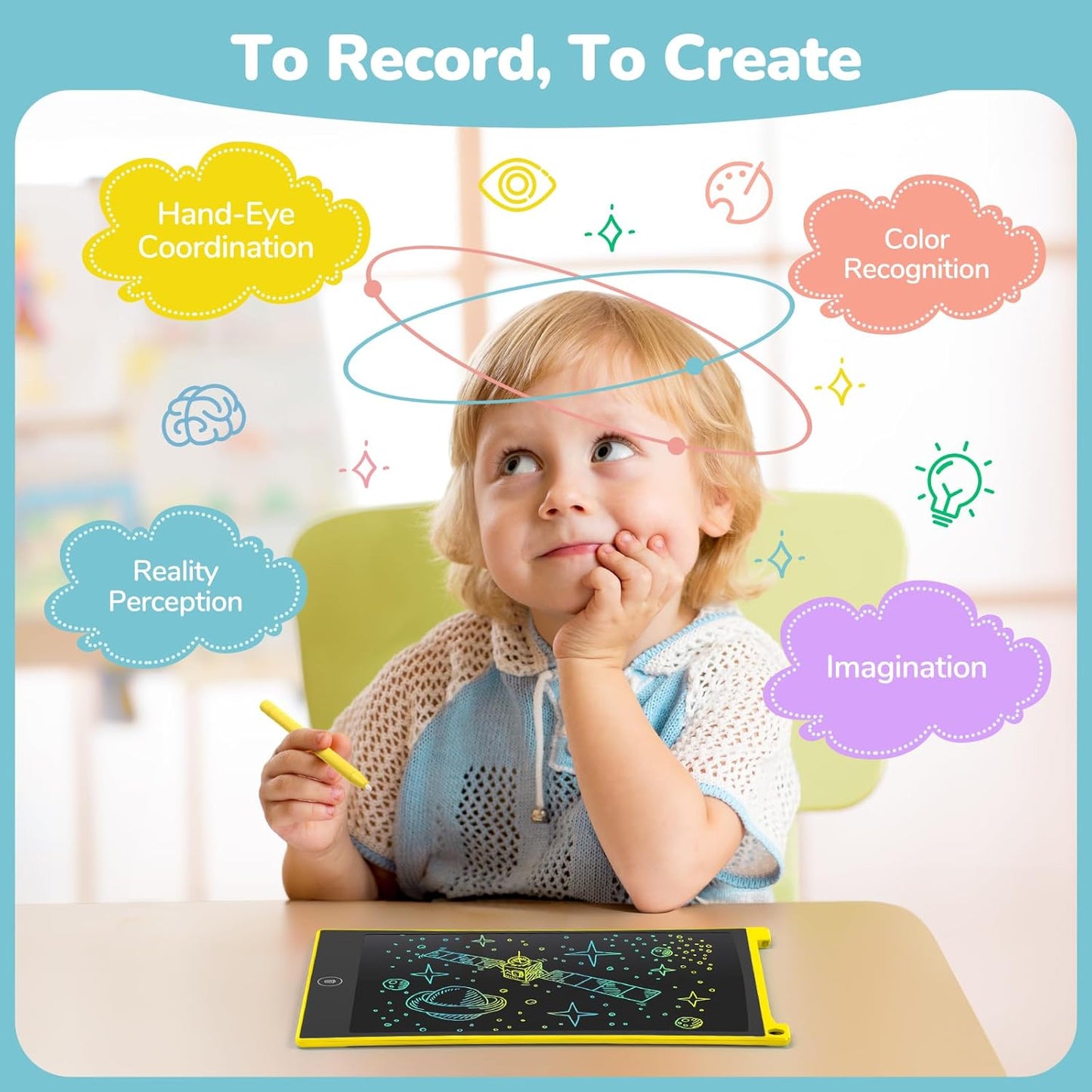 TECJOE 4 Pack LCD Writing Tablet, 8.5 Inch Colorful Doodle Board Drawing Tablet for Kids, Kids Travel Games Activity Learning Toys Birthday Gifts for 3 4 5 6 Year Old Boys Girls Toddlers Preschooler