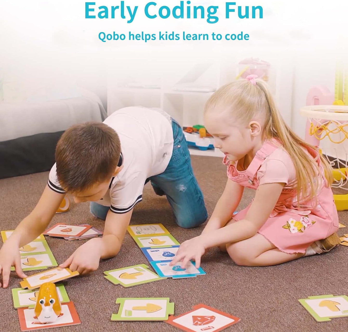 Qobo Coding Robot for Kids 3+, Screen-Free, Coding Pets with 30 Programming Card, USB Charging, Preschool STEM Learning Activities Toys for Toddlers, Educational Kits Gift for Boys & Girlss