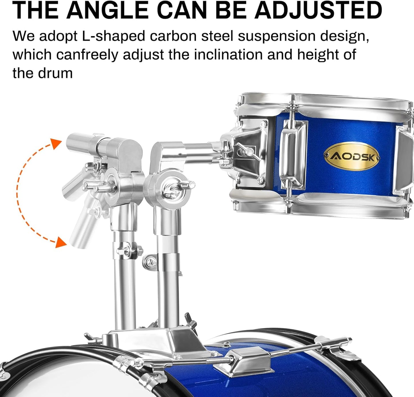 AODSK Kid Drum Sets 5-Piece for Beginners, 14 inch Full Size Complete Drum Kit with Adjustable Throne, Cymbal, Hi-Hat, Pedal & Drumstick, Black