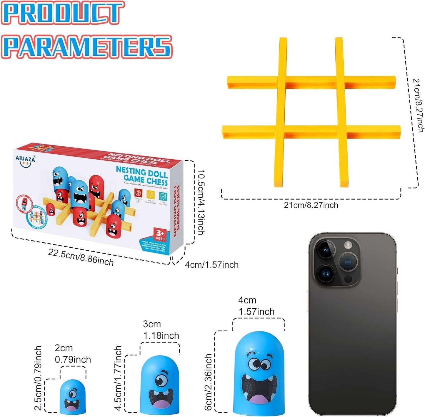 Tic Tac Toe Strategic Board Game for Kids and Family,Party Tabletop Games, Strategy Head to Head Games,Friendly Educational Board Game, Suitable Party 2 Players Toys (1PC)