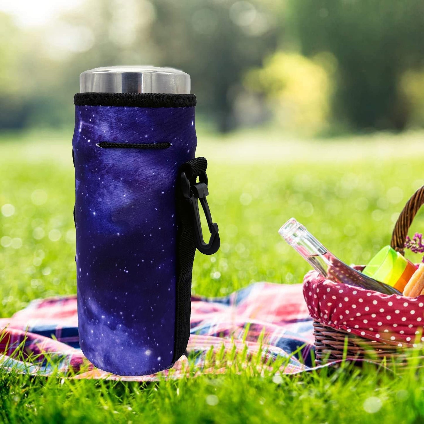 Neoprene Sleeve, Portable Insulator Bottle Cover with Drawstring for 18-20 Oz Water Bottle (Purple)