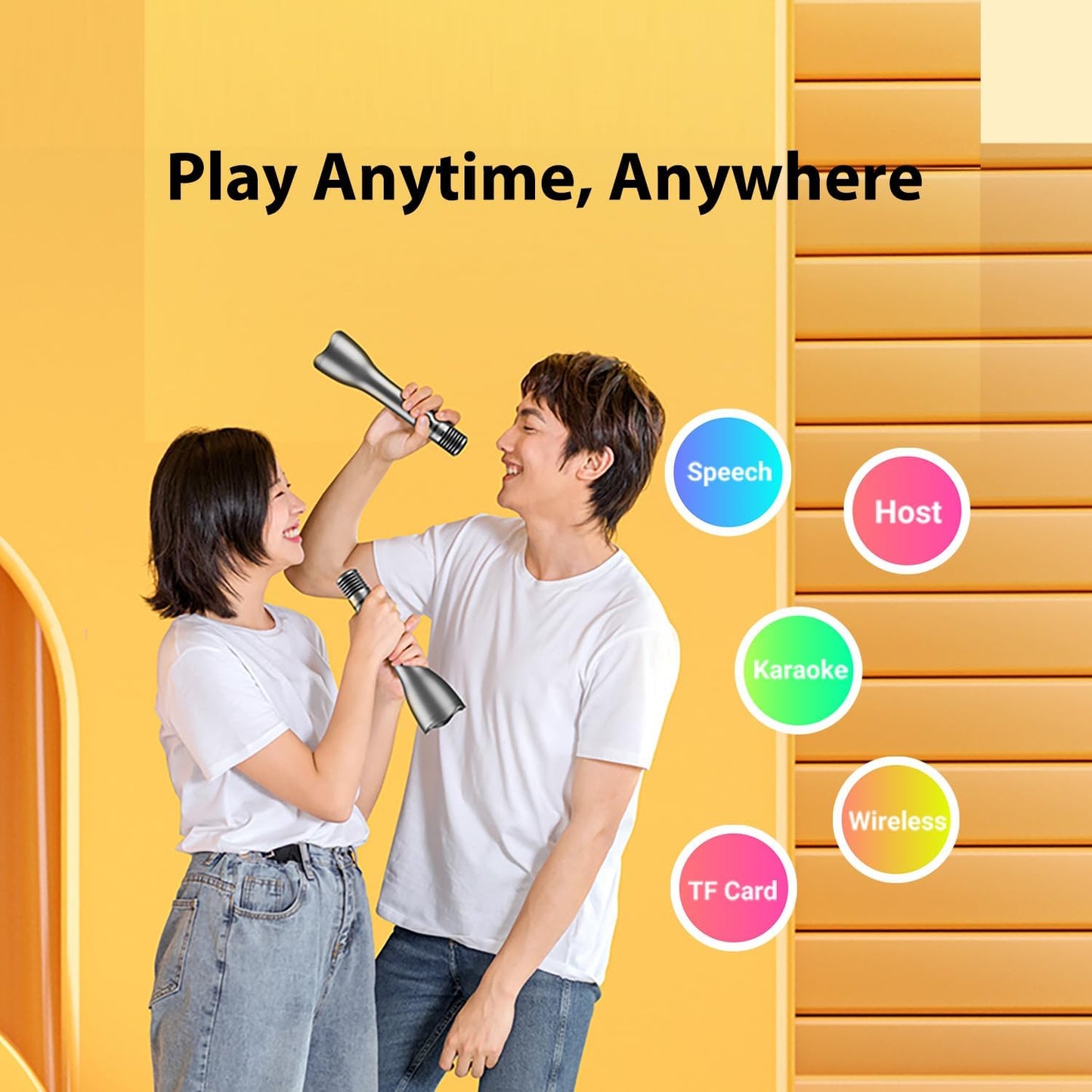 TAKSTAR Bluetooth Microphone Karaoke Wireless Mic & Voice Amplifier Microphone with Speaker, 4 Sound Effects & TF Card, 12W Portable Handheld Mic for Meeting Outdoors Speech Party Teaching(DA12)