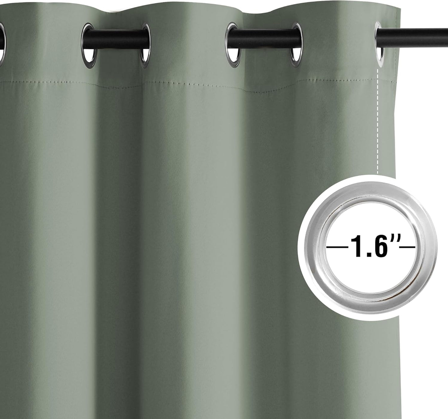 NICETOWN Sage Green Blackout Curtains 102 inch Long, Summer Room Daekening Thermal Insulated Grommet Privacy Energy Saving Shades for Bedroom, Living Room, Laundry, Closet, 2 Panels, W52