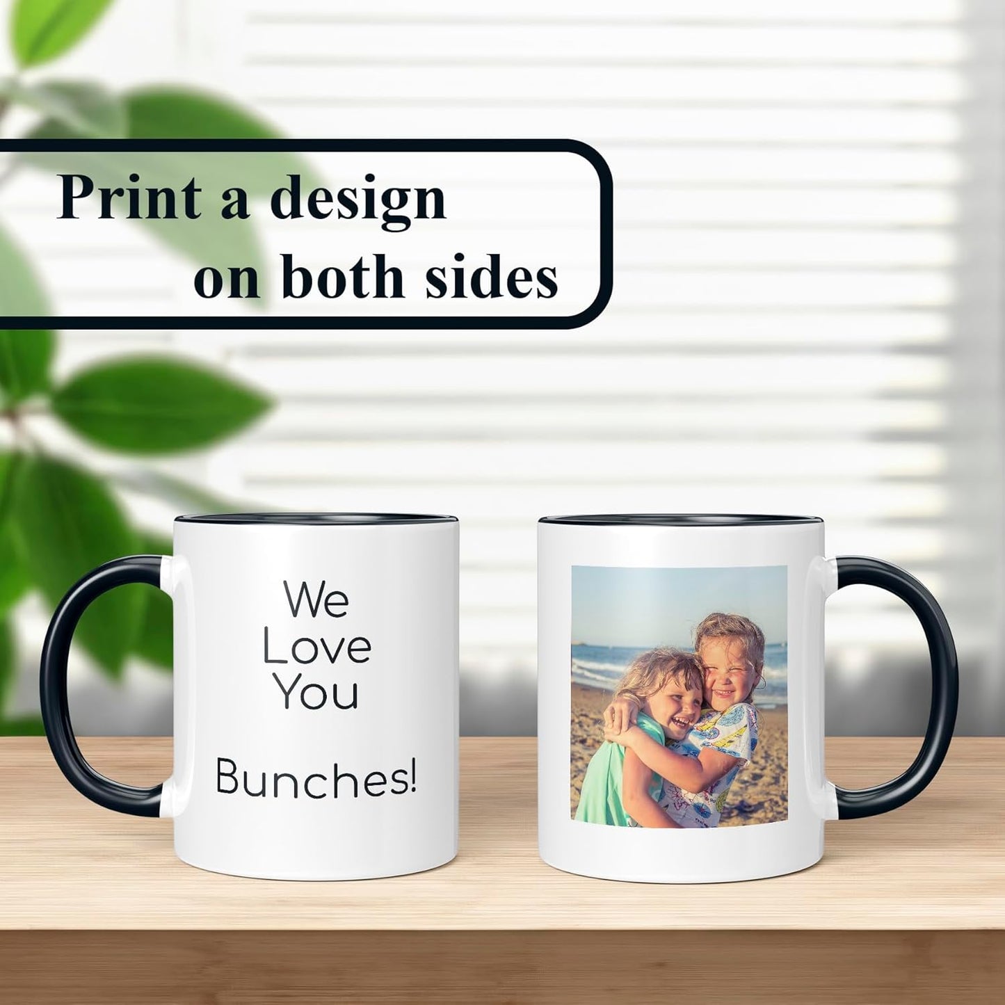 Personalized Coffee Mug, Custom Photo Text 11 Oz Ceramic Mug, Customized Picture Name Tea Cup, Unique Gift Idea, Taza Cafe Personalizadas Fotos, Cute Custom Gifts Mom Women Men, Father's Day, Black