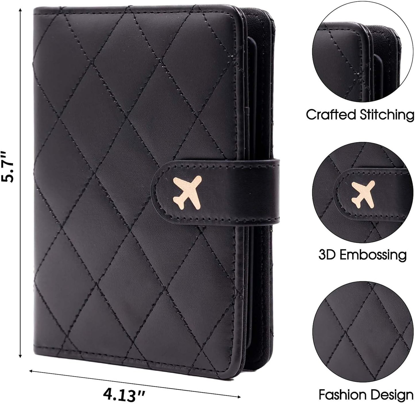 Melsbrinna Rfid Passport Holder for Travel women/Men, Cute Passport Wallet Rfid Blocking Card Slots, Rfid Passport Cover/CaseTravel Wallet, Passport Book Holder (1, LG BLACK)