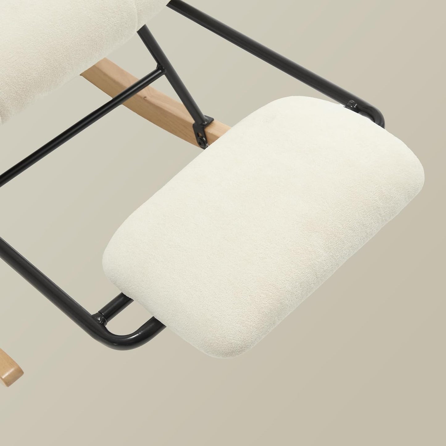 KEEZY Rocking Chair Nursery,Upholstered Glider Chair Padded Seat with High Backrest,Reading Chair,Armchair Comfy Side Chair for Living Room Bedroom Offices (Beige)