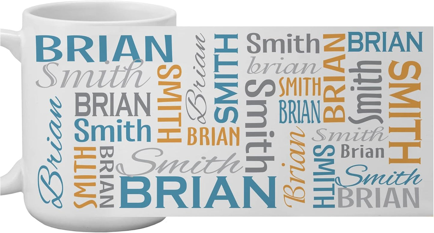 Let's Make Memories Personalized Your Name Signature Mug - Custom 15oz Coffee Mug - Stocking Stuffer - For Christmas -Blue/Orange