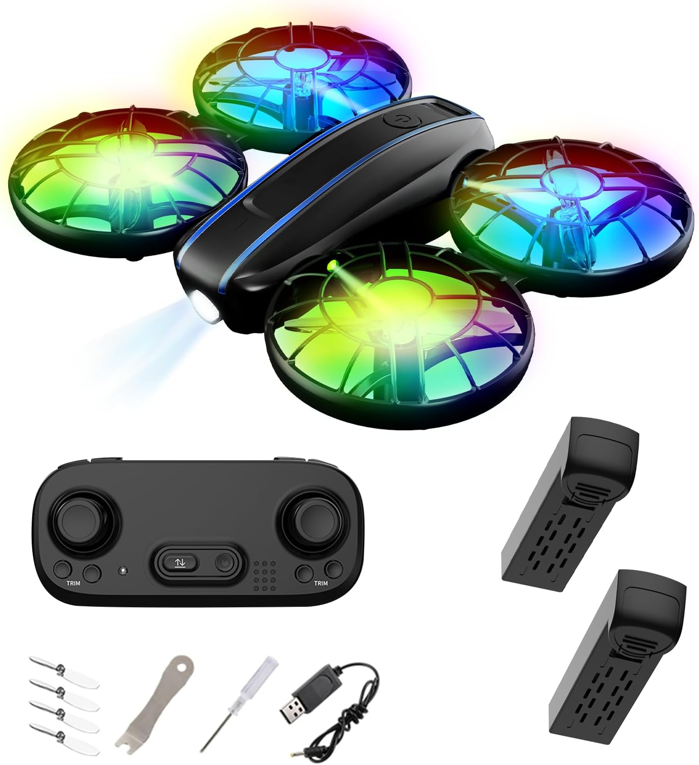 RC Drone for Kids and Beginner, Small RC Quadcopter with Lights and 3D Flip, Altitude Hold, Headless Mode, Propeller Full Protect, Easy to Fly Toys Drone for Kids Boys and Girls Gift (Black)