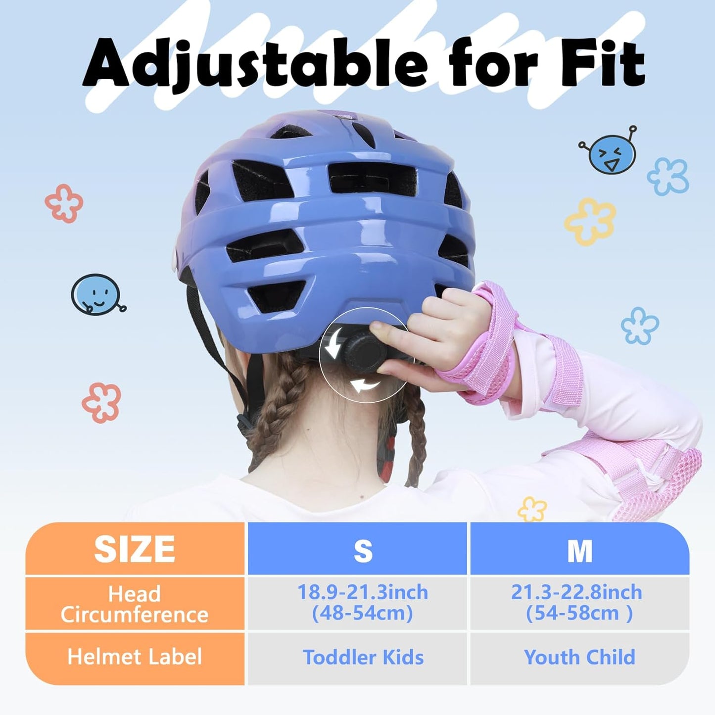 Kids Bike Helmet, 2 Size Adjustable for Youth Toddler Boys & Girls 3-5-8-10-12-14 Years, Child Helmets with Visor for Skating Cycling Scooter