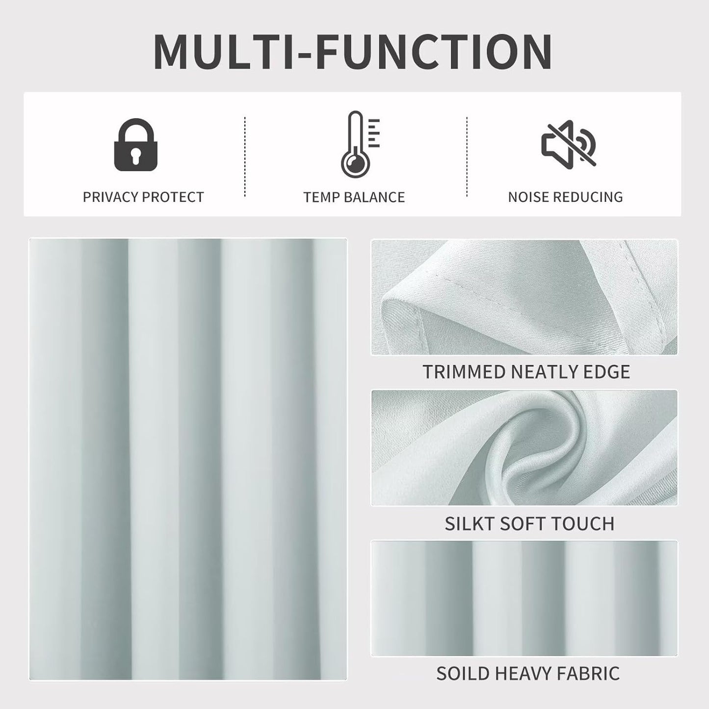 Joydeco Greyish White Custom Solid Single Blackout Curtain for Bedroom and Living Room, Grommet Thermal Insulated Room Darkening Curtain 1 Panel (Custom Size,Greyish White)