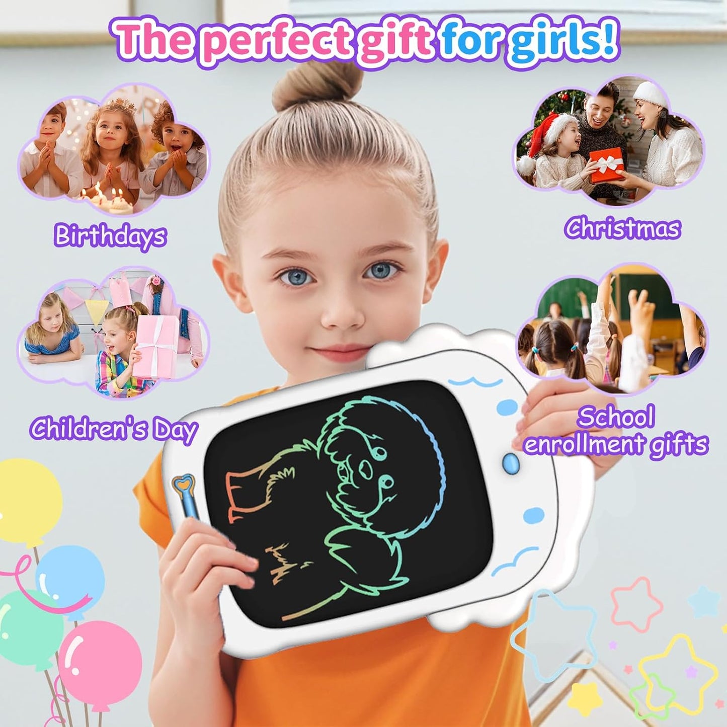 LCD Writing Tablet 10 Inch for Kids Girls, Doodle Board, Drawing Board Tablet Pad for Toddlers 3 4 5 6, Travel Toy, Pressure Sensitive, Christmas Birthday Gifts for Boy Girl(Fluffy Puppy)