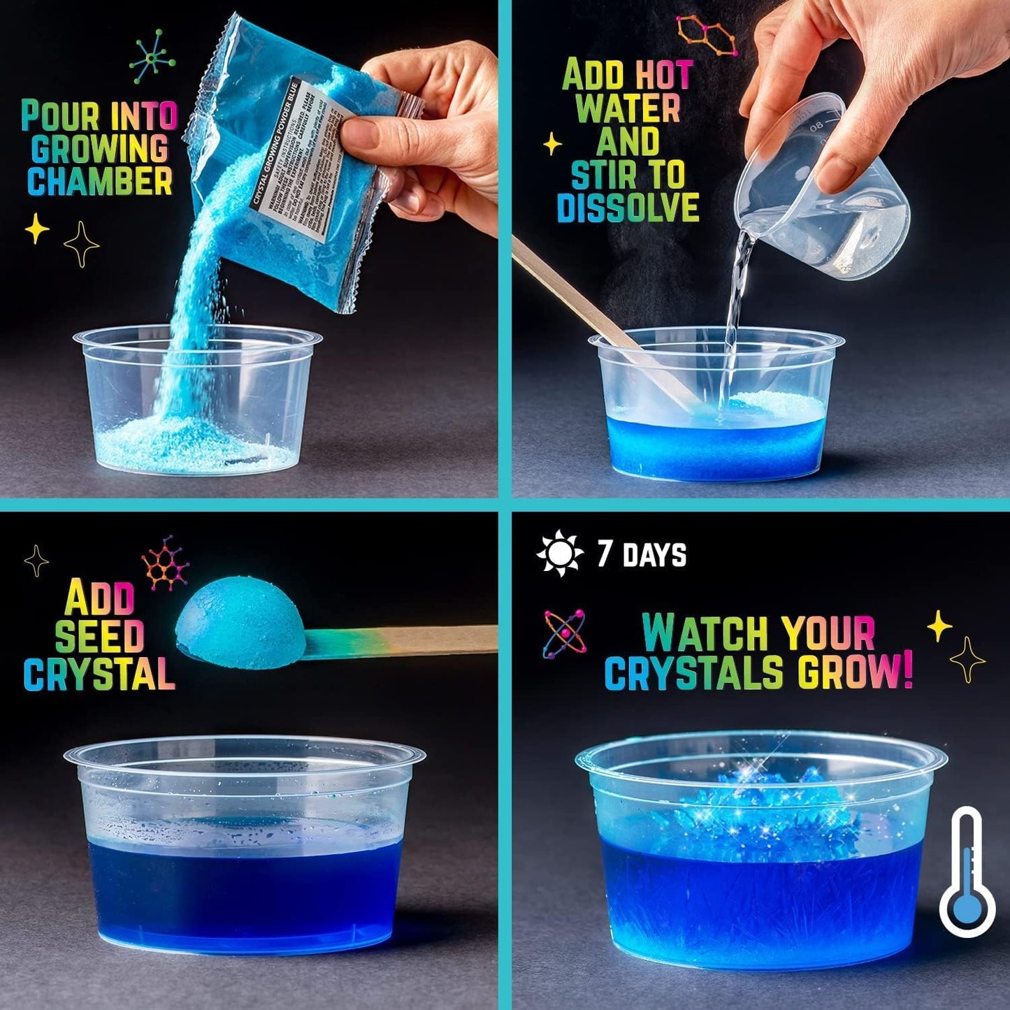 Original Stationery Unicorn Crystal Growing Kit - 6.3 in x 5.8 in Multicolor Terrarium - 18-Piece STEM Science & Craft Kit for Kids 7+ & Grow Crystals with Flower Charms & Magic Rocks