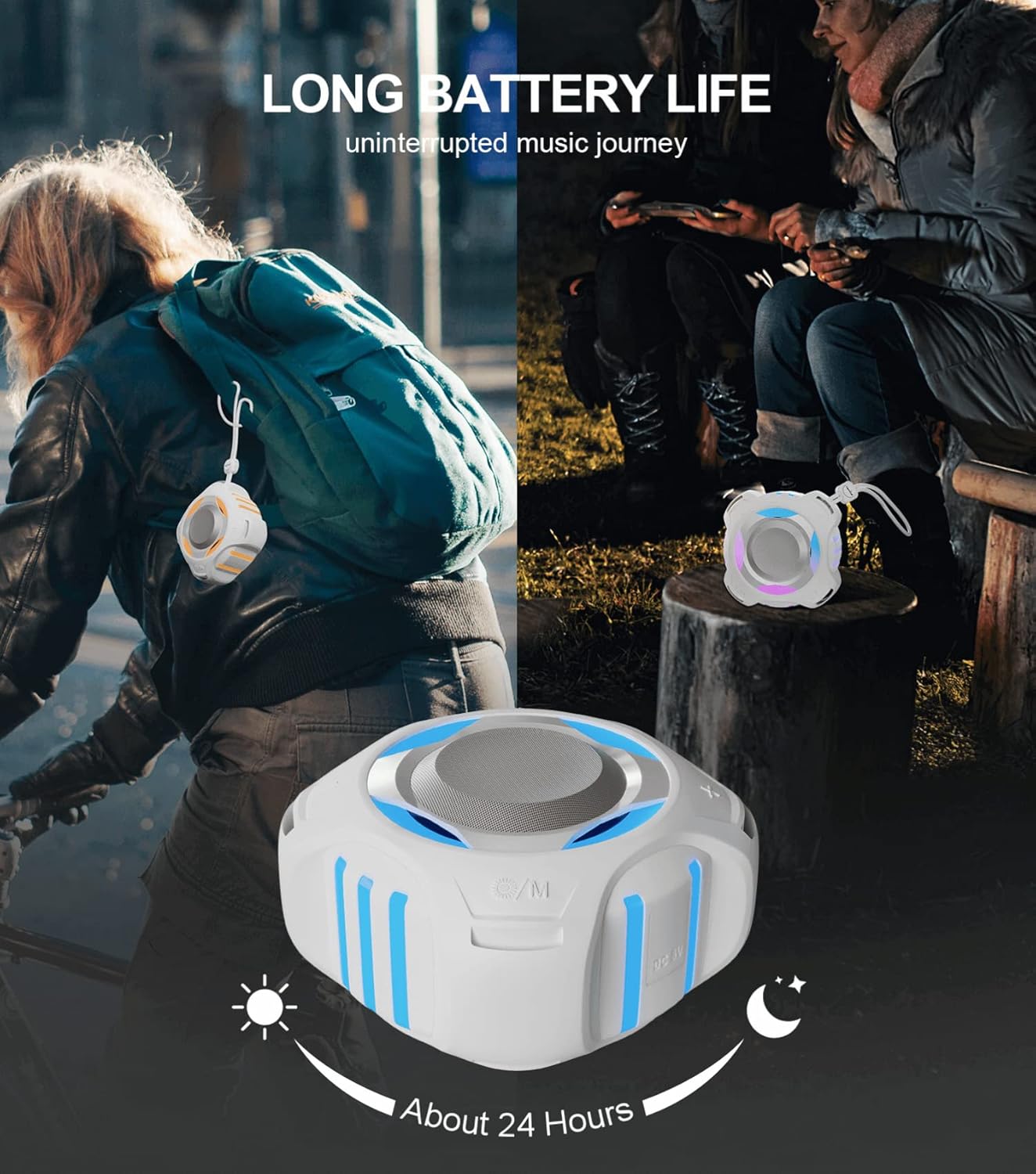 comiso Shower Bluetooth Speaker, IPX7 Waterproof Speaker with Multiple Light, Floating, Wireless Speakers with Punchy Bass and Loud HD Sound 2000mAh for Travel Beach Shower, Gift for Men, Women