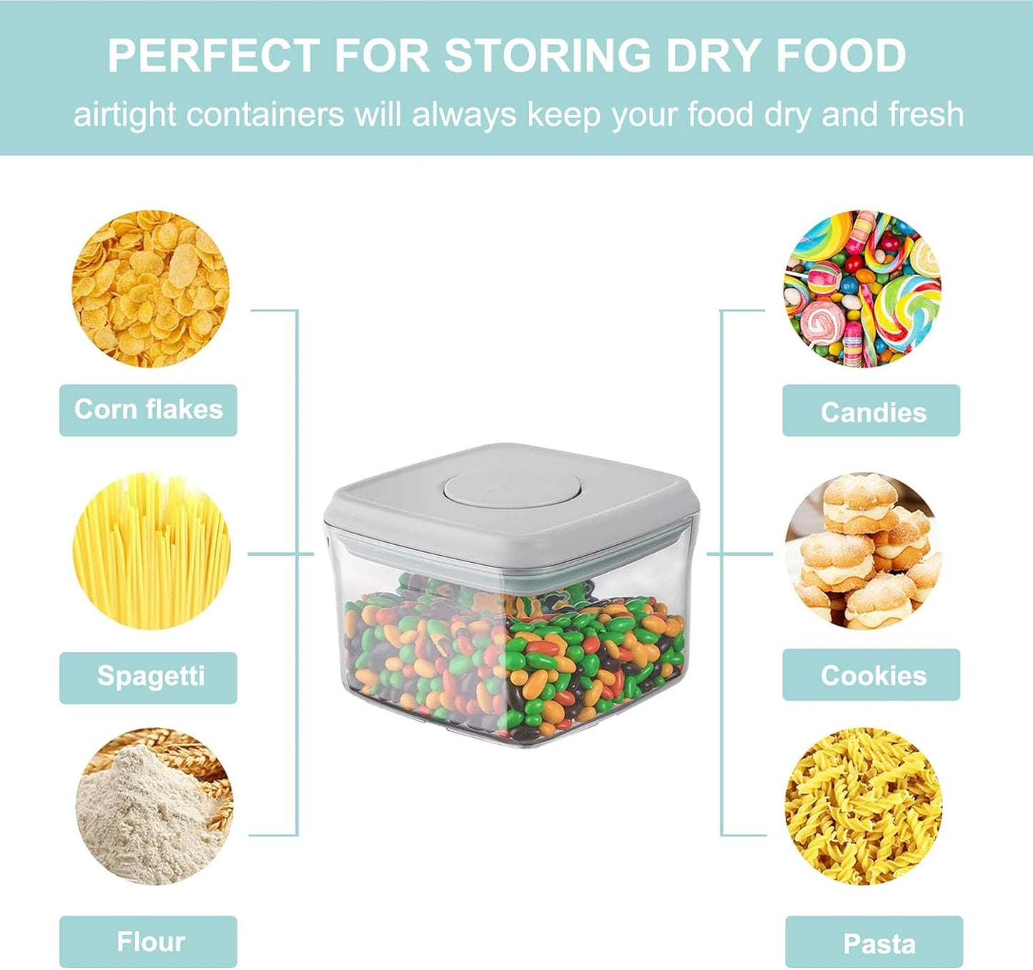 Airtight Food Storage Container - 0.32qt / 320ml Mini Square Pop Containers With Lids, Bpa Free Stackable Container Snacks Candy Salt Herbs Spices