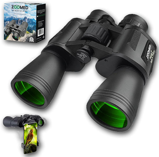 Binoculars with Smart Phone Bracket Adapter, Militar, 20x50, Adults, Bird Watching, High Power Waterproof with Low Light Night Vision for Hunting, Travel, Games, Carrying Case Strap.