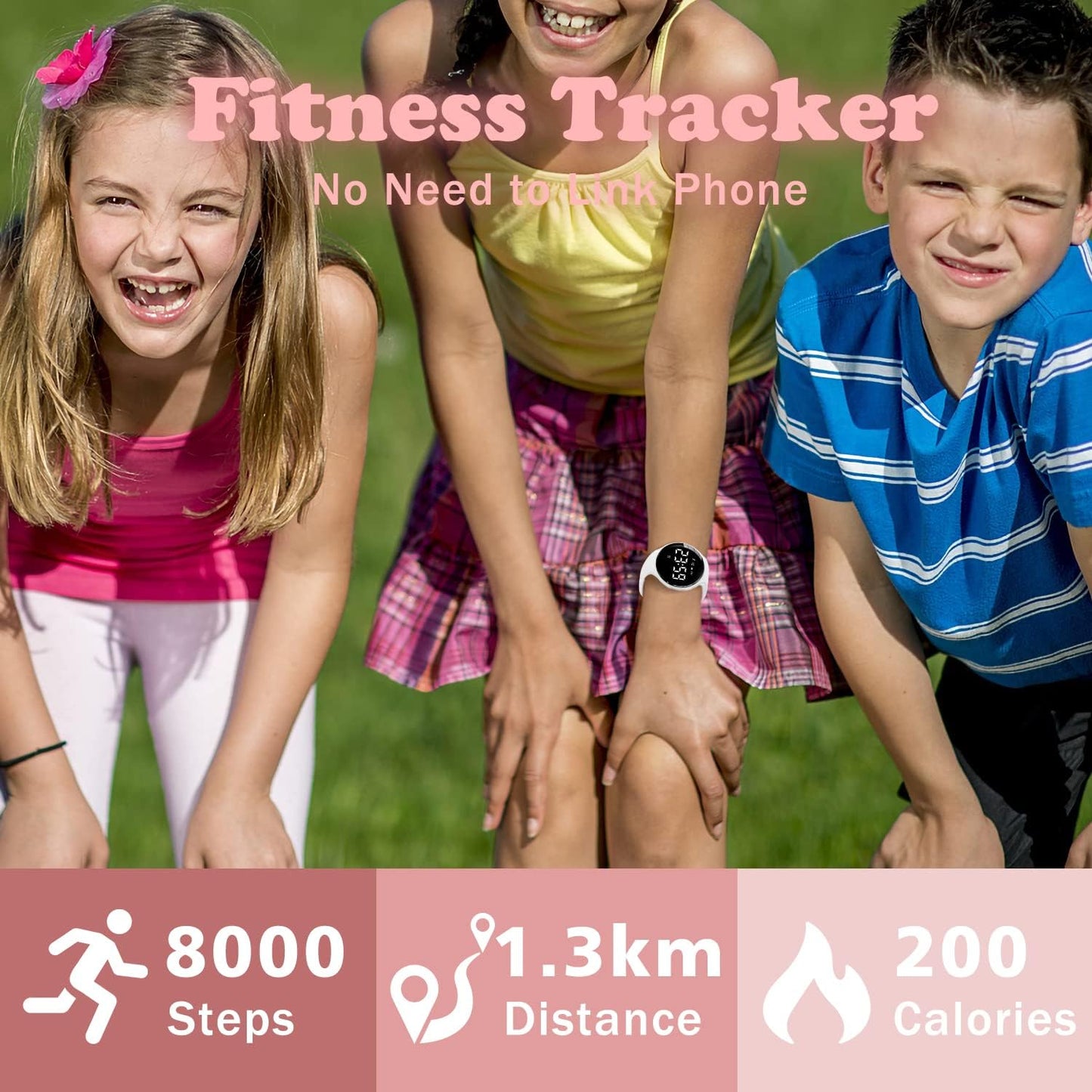 Kids Watches for Girls Boys Digital Sport Watch with Step Counter Pedometer Vibration Alarm Clock, No App Waterproof Fitness Tracker Kids Watch Boys Girls Teens Students Ages 5-16